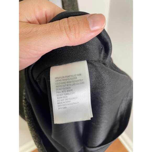 Bardot Romeo Lace Up Dress Size Small Black Gold Metallic Midi Long Sleeve - Picture 8 of 9